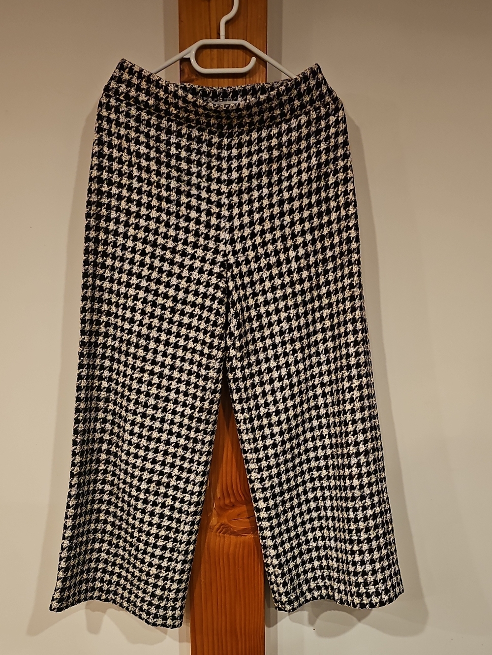 ZARA Wide-Leg Houndstooth Pants - Black & White